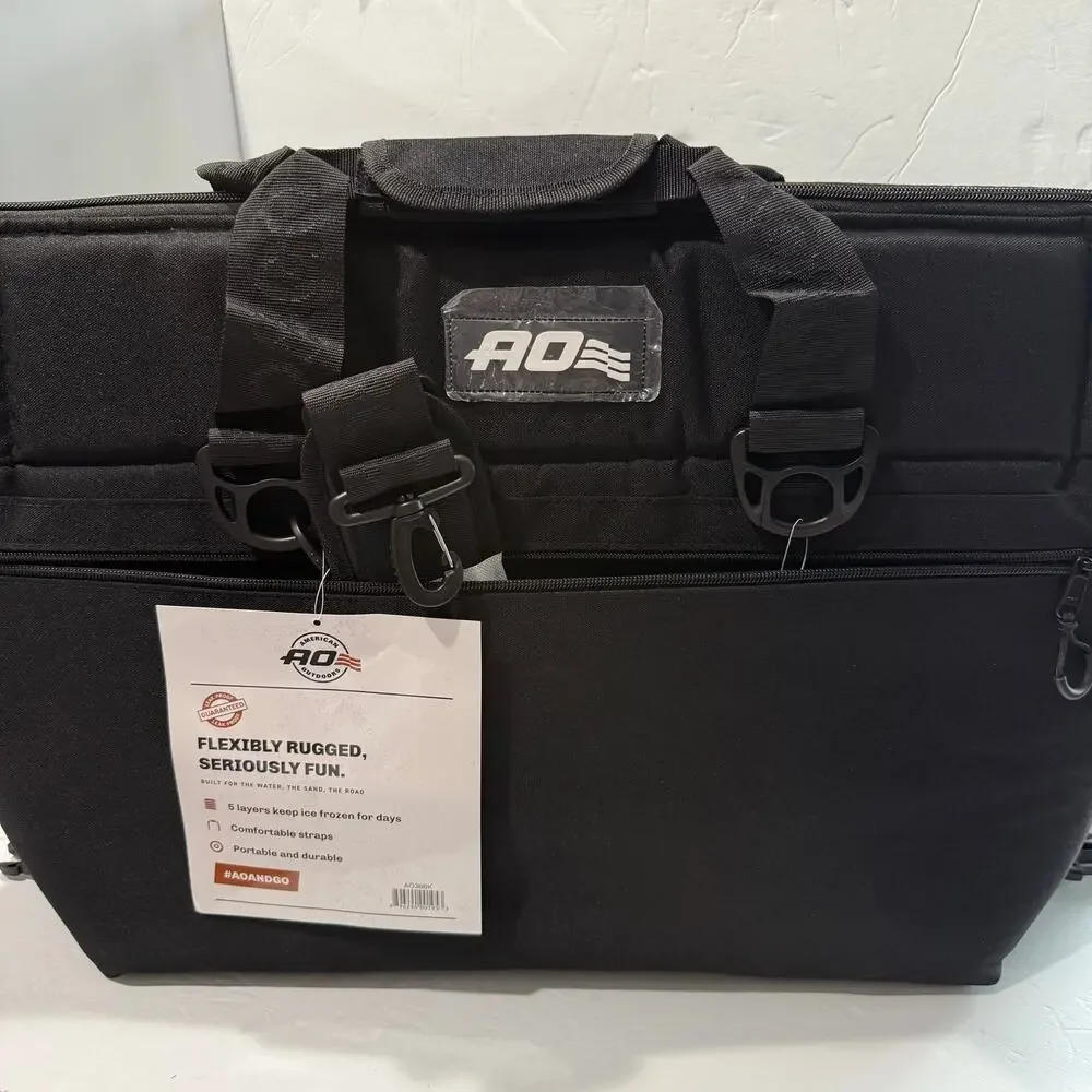 AO Coolers Original Canvas Series 36 Can Soft Cooler Black AO36BK Leakproof NWT